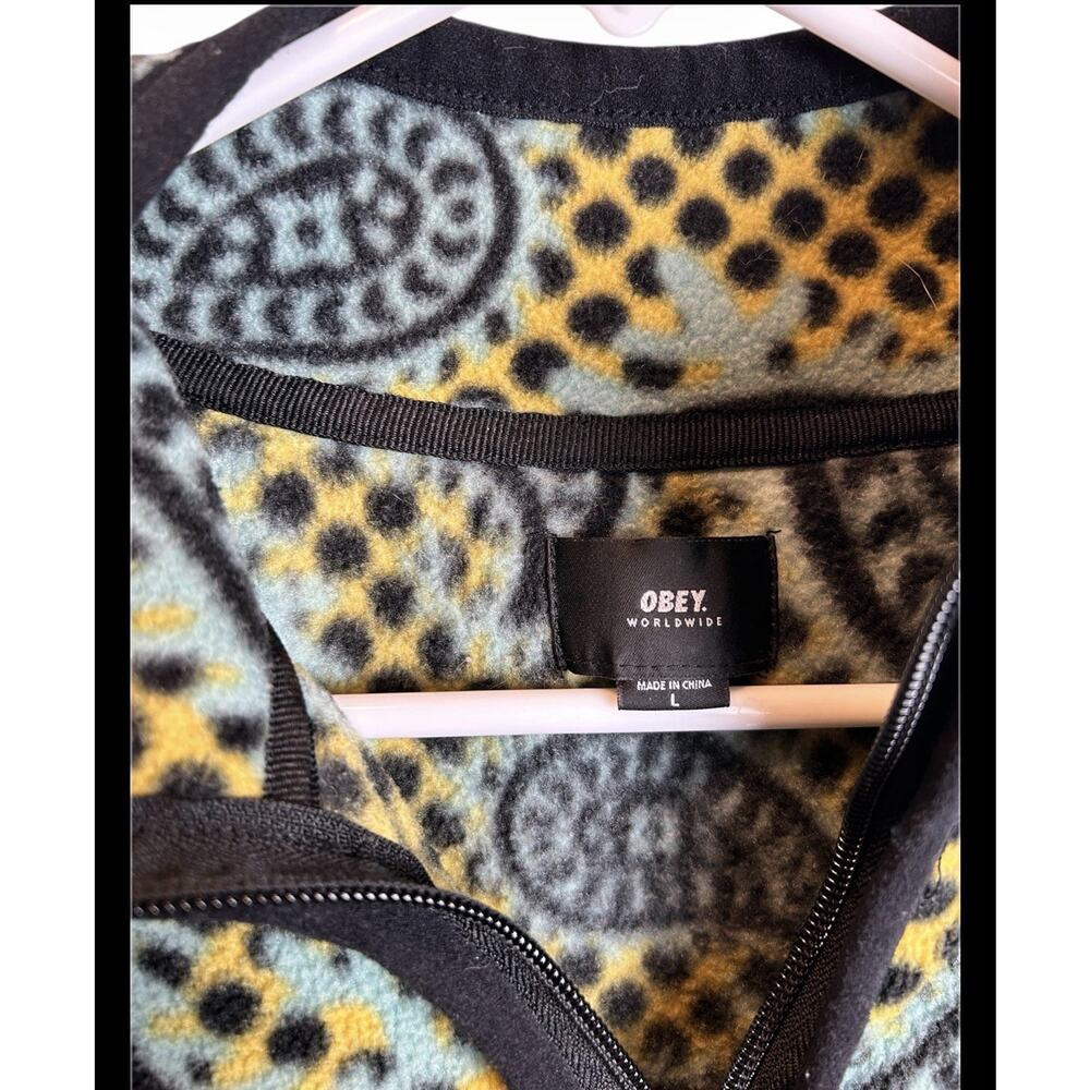Obey Worldwide Eisley Paisley Half-Zip Fleece Size Large - Picture 3 of 5